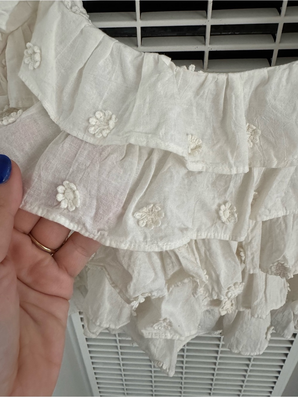 FARM Rio Ivory Ruffled Crochet-Embellished Blouse - Picture 2 of 4